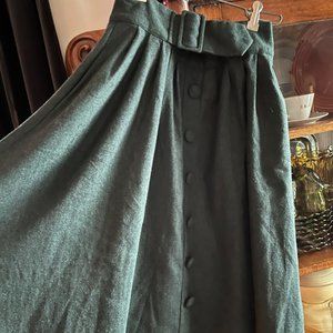 Modcloth Green Wool Belted Skirt
